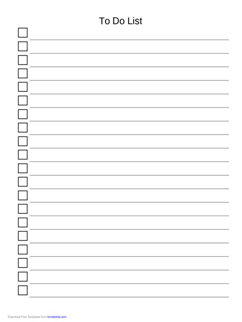 blank to do list template